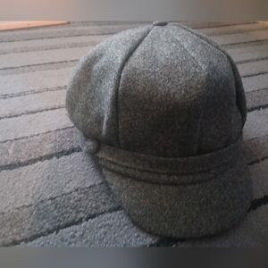 New Y2K Classic Gray Womens Cap Button Detail Wool Like Feel Soft Lined